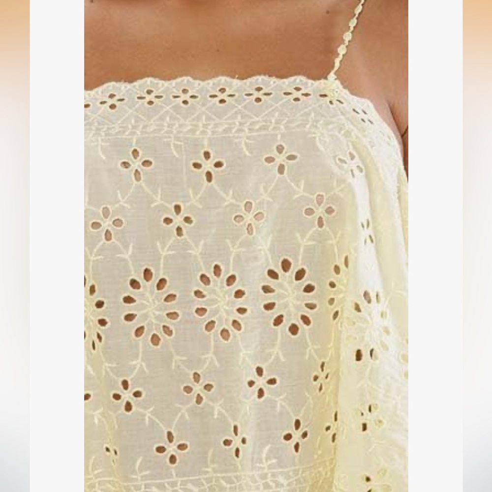 ☀️ Free People New Romantics Wildflower Eyelet Cami - Picture 4 of 6